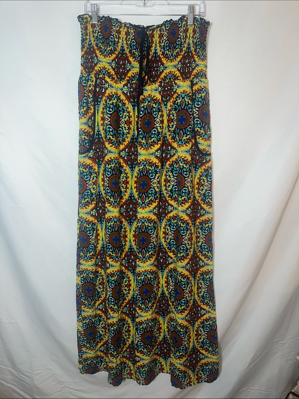 Band of Gypsies Yellow and Blue Boho Maxi Dress